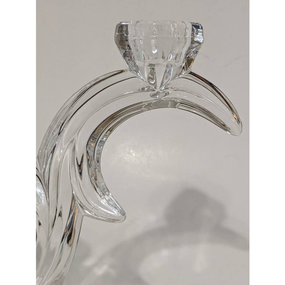 VTG Leaded Crystal Double Arm Candlestick Holder Art Deco Crescent Moon Design - Picture 4 of 10